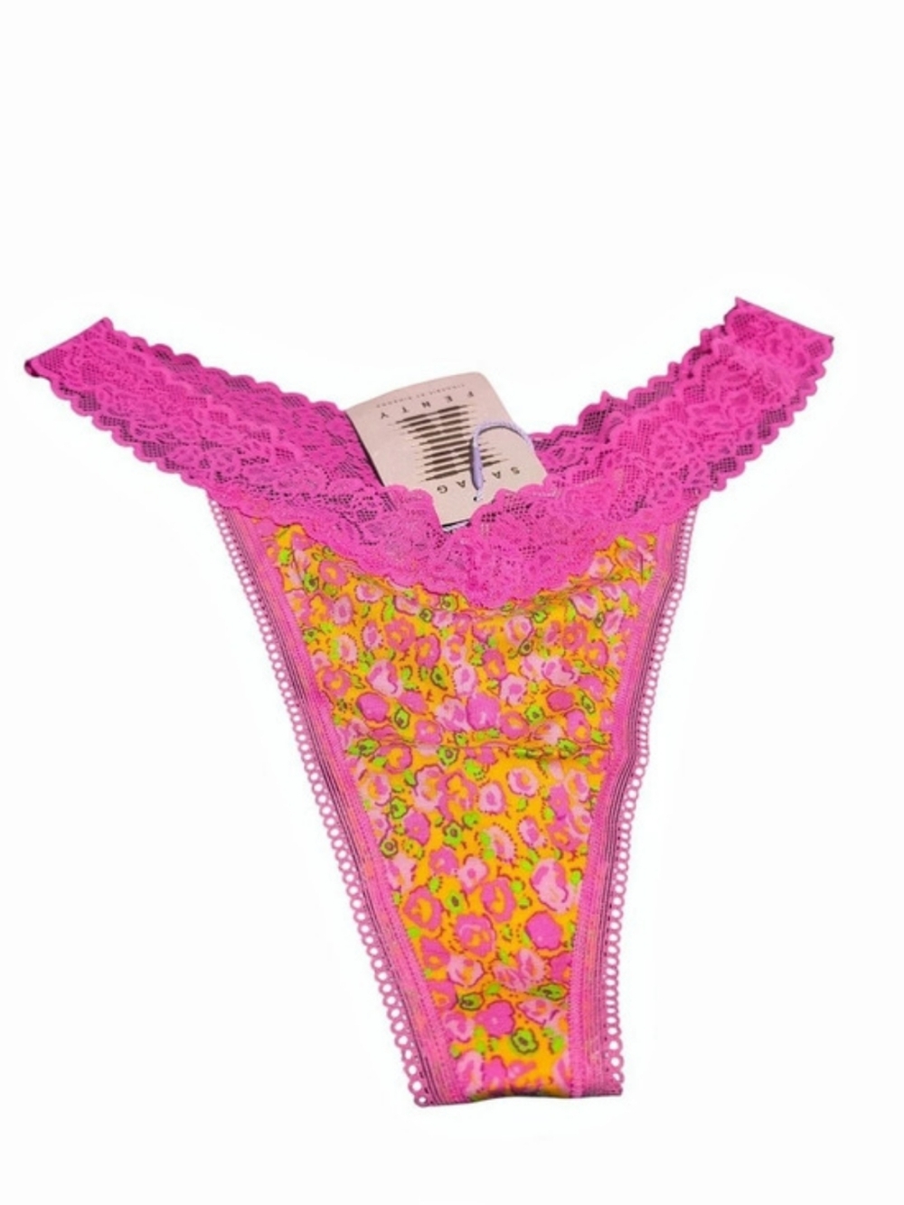 Savage X Fenty Sun Tide Floral Lace Thong Pink Medium NWT